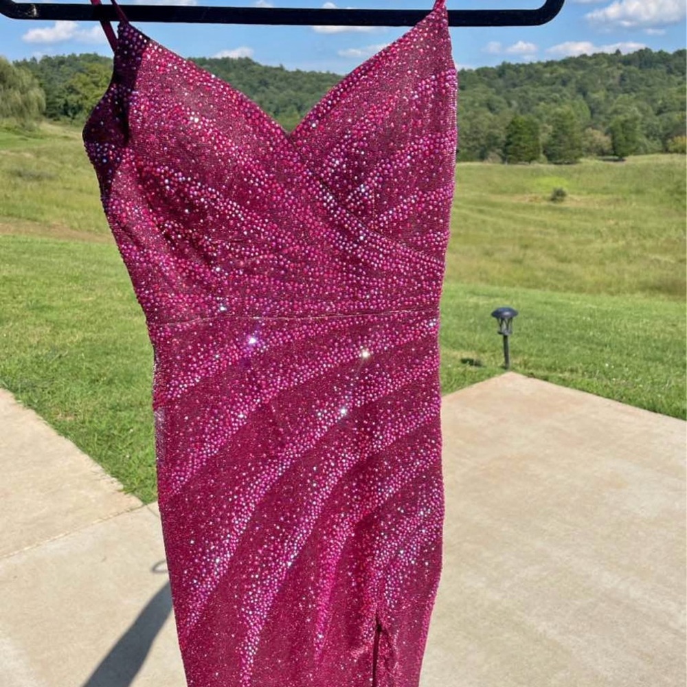 Stunning Fuchsia Sequin Prom Dress